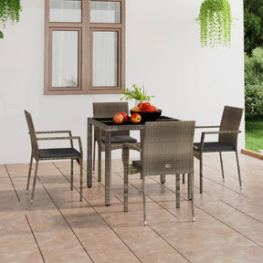 Vidaxl tuinstoelen 4 st met kussens poly rattan grijs