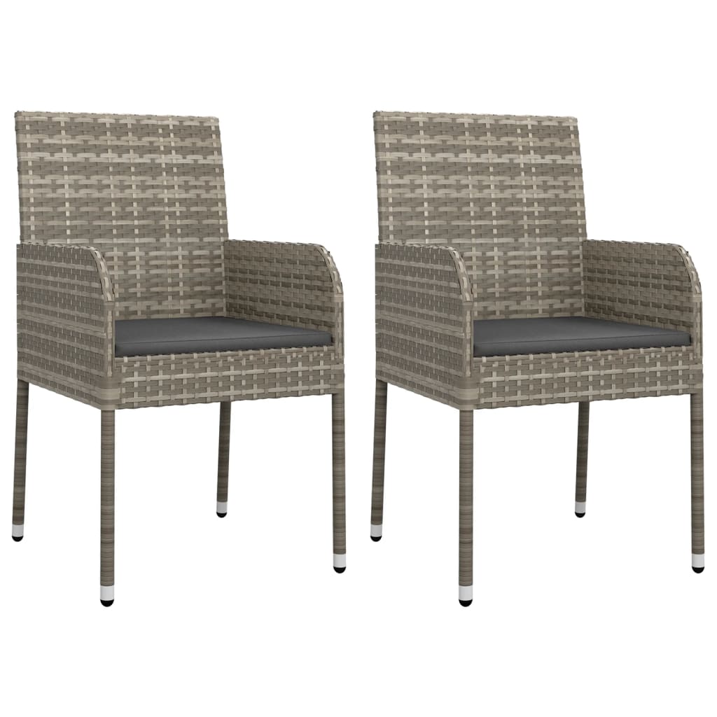 Vidaxl tuinstoelen 2 st met kussens poly rattan grijs