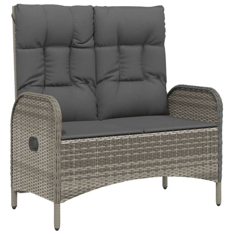 Vidaxl tuinbank verstelbaar met kussens 107 cm poly rattan grijs