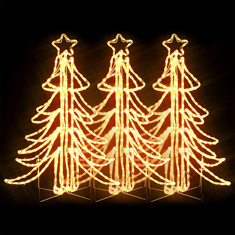 VidaXL Choinka figurkowa, 3 sztuki, składana, z diodami LED, 87x87x93 cm, ciepła biel