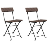 Vidaxl opklapbare stoelen, 2 stuks, bruin, van polyrotan en staal.