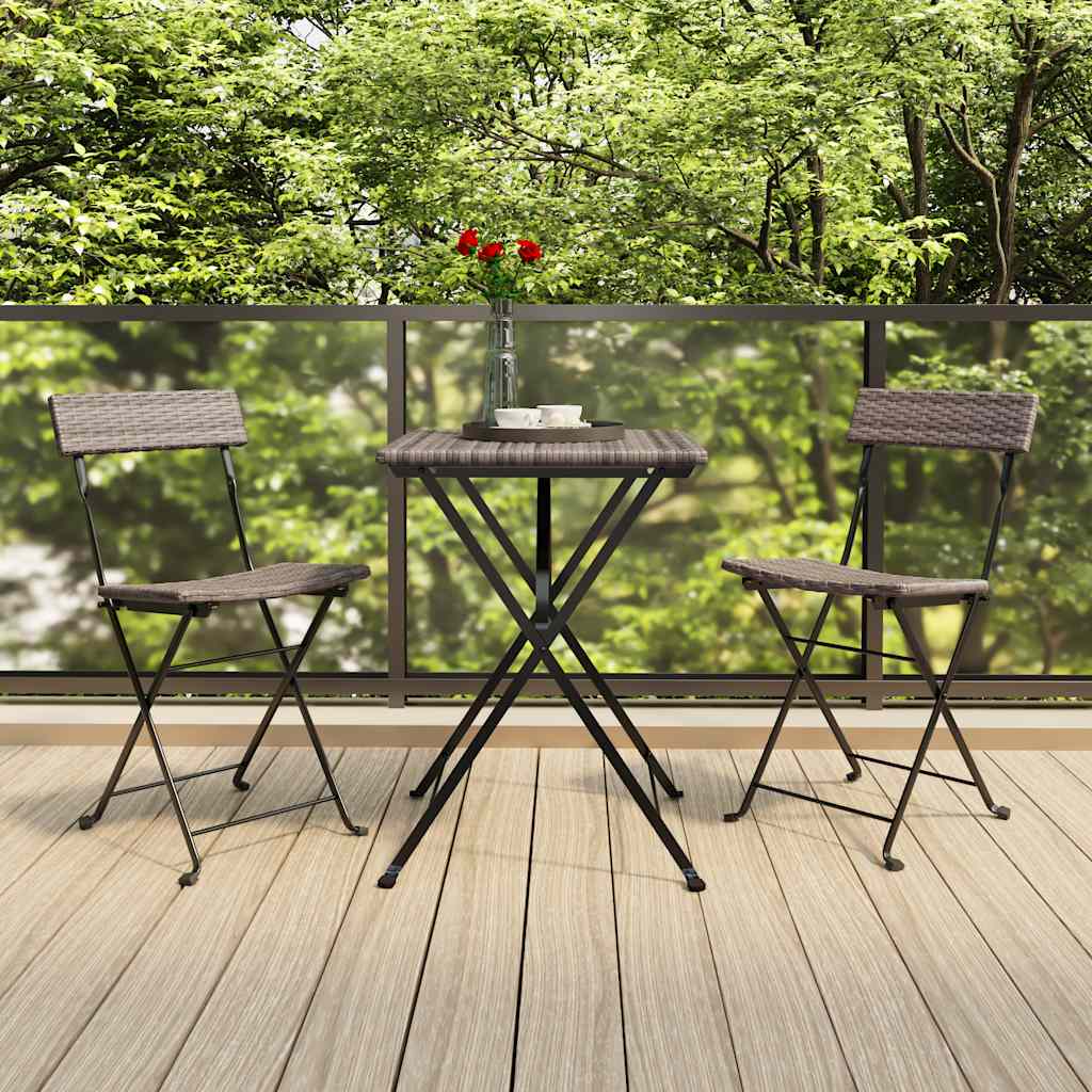 Vidaxl opklapbare stoelen, 2 stuks, grijs, van polyrotan en staal.