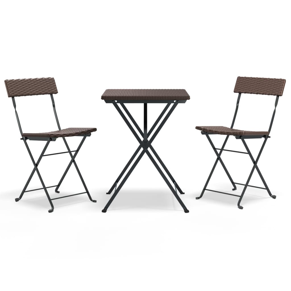Vidaxl 3-delige bistroset inklapbaar poly rattan bruin