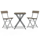 Vidaxl 3-delige bistroset inklapbaar poly rattan grijs