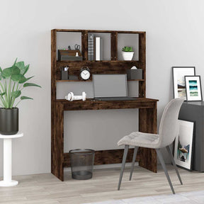 Vidaxl bureau met schappen 102x45x148 cm bewerkt hout gerookt eiken