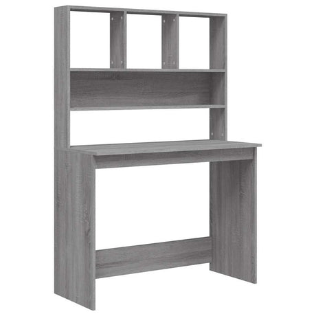 Vidaxl bureau met schappen 102x45x148 cm bewerkt hout grijs sonoma