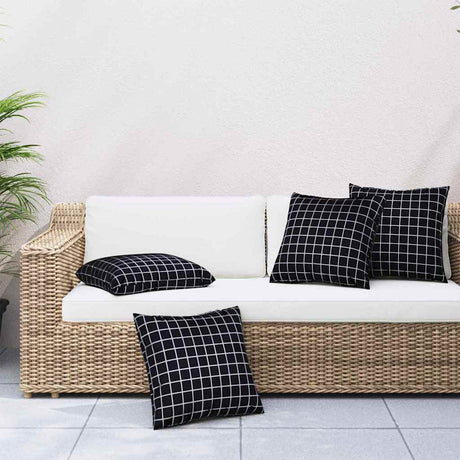 Vidaxl spreidkussens 4 st polyester stof zwart ruit 40 x 40 cm