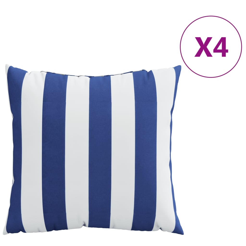 Vidaxl sierkussens 4 st gestreept 60x60 cm stof blauw en wit