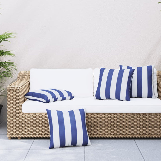 Vidaxl sierkussens 4 st gestreept 60x60 cm stof blauw en wit