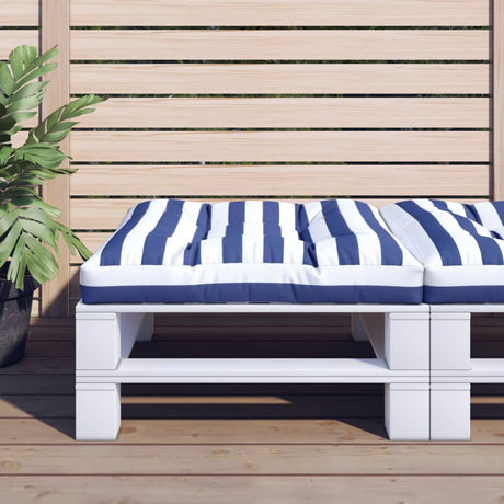 Poduszka na paletę VidaXL w paski 70x70x12 cm, tkanina niebiesko-biała
