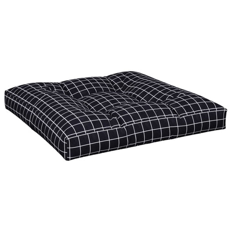 Vidaxl palletkussen ruitpatroon 70x70x12 cm stof zwart