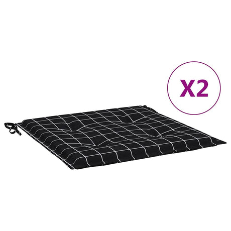 Vidaxl tuinstoelkussens 2 st ruitpatroon 40x40x3 cm stof zwart