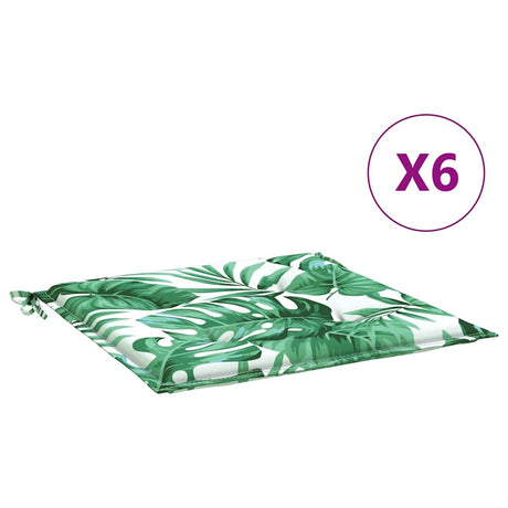 Vidaxl stoelkussens 6 st bladpatroon 50x50x3 cm stof