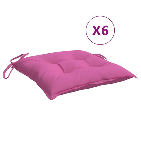 VidaXL Poduszki na krzesła 6 szt. 40x40x7 cm, materiał różowy
