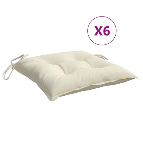 VidaXL Poduszki na krzesła 6 szt. 50x50x7 cm tkanina oxford w kolorze kremowo-białym