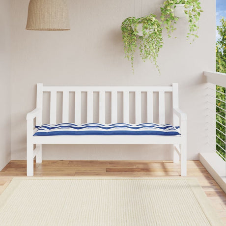 Poduszka na ławkę ogrodową VidaXL 150x50x7cm z tkaniny w biało-niebieskie paski