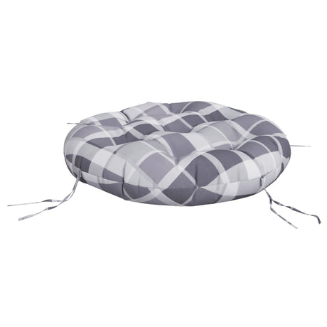Vidaxl zitkussen rond ruitpatroon ø 60x11 cm oxford stof grijs