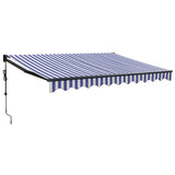 Vidaxl luifel automatisch uitschuifbaar 3x2,5 m blauw en wit