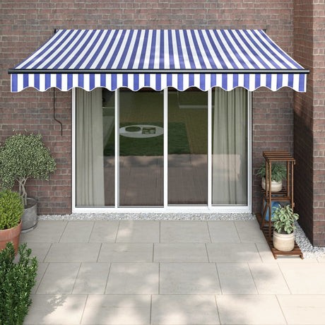 Vidaxl luifel automatisch uitschuifbaar 3x2,5 m blauw en wit