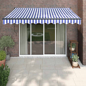 Vidaxl luifel elektrisch uitschuifbaar 3,5x2,5 m blauw en wit