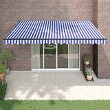 Vidaxl luifel automatisch uitschuifbaar 4,5x3 m blauw en wit