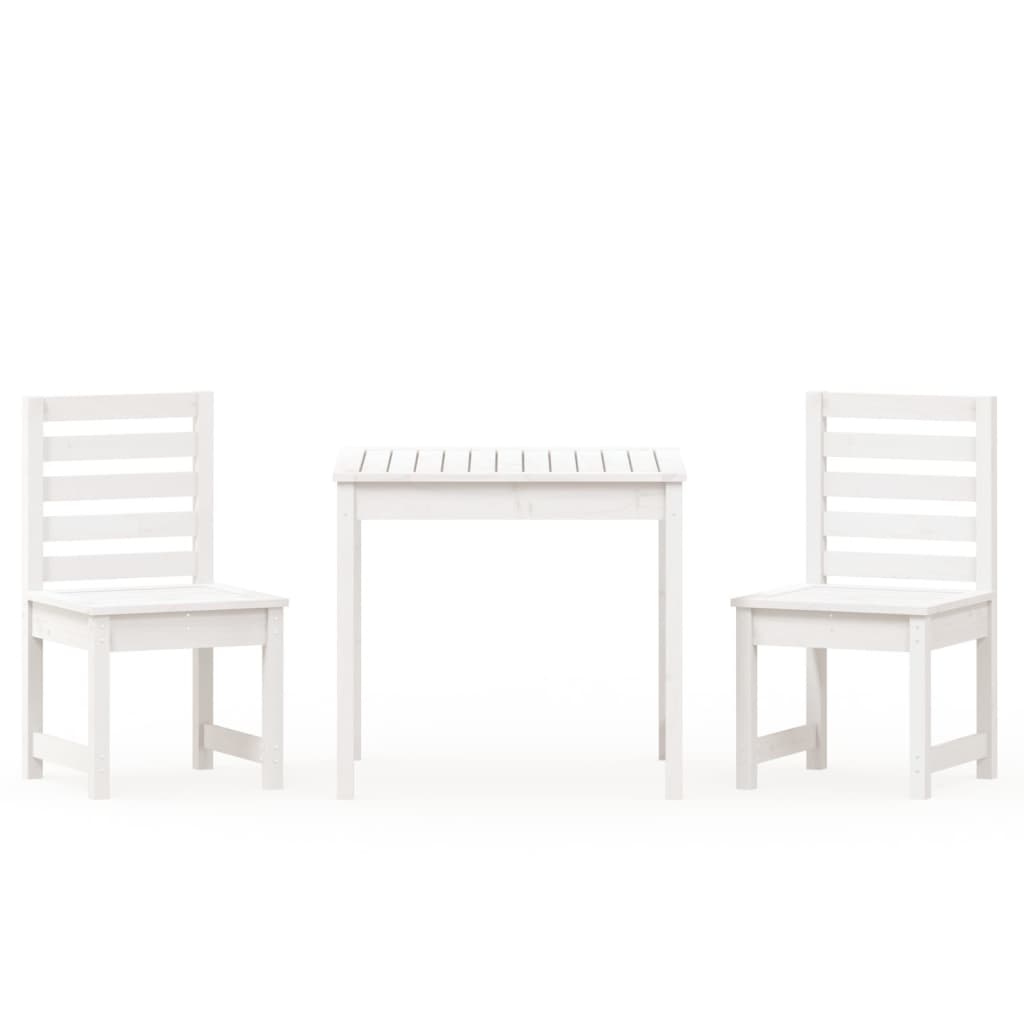 Vidaxl 3-delige bistroset massief grenenhout wit