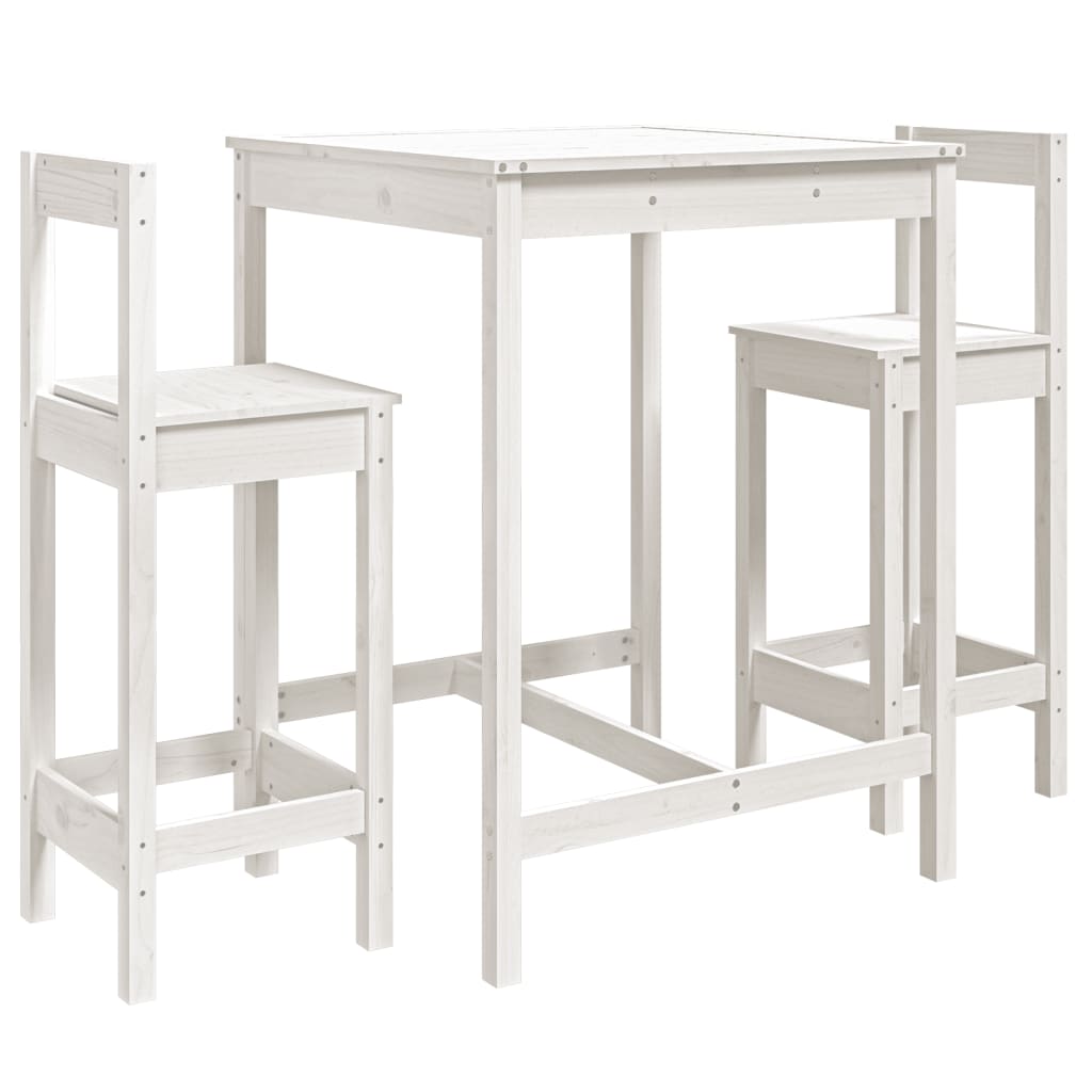 Vidaxl 3-delige barset massief grenenhout wit