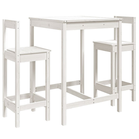 Vidaxl 3-delige barset massief grenenhout wit