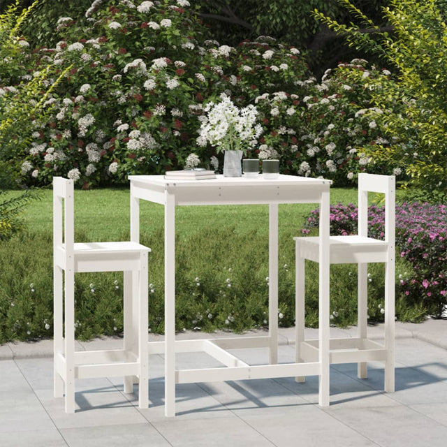 Vidaxl 3-delige barset massief grenenhout wit