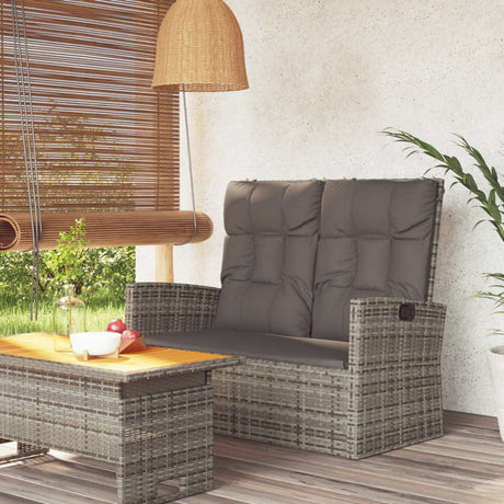 Vidaxl tuinbank verstelbaar met kussens 118 cm poly rattan grijs