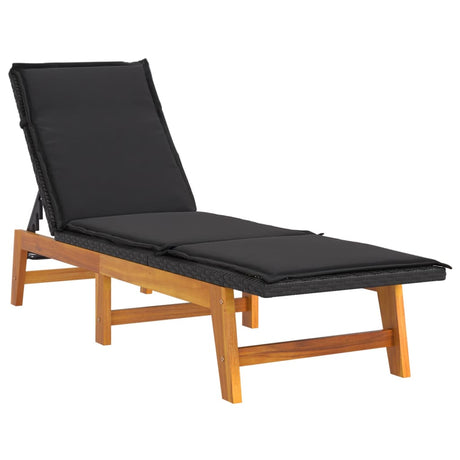 Vidaxl ligbed met kussen poly rattan en massief acaciahout