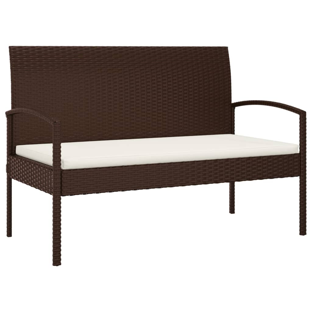 Vidaxl tuinbank met kussen 105 cm poly rattan bruin