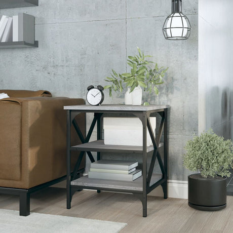 Vidaxl bijzettafel 40x42x50 cm bewerkt hout grijs sonoma eikenkleurig