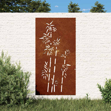 Vidaxxl dekoracja ścienna ogród bambusowy wzór 105x55 cm stal corten