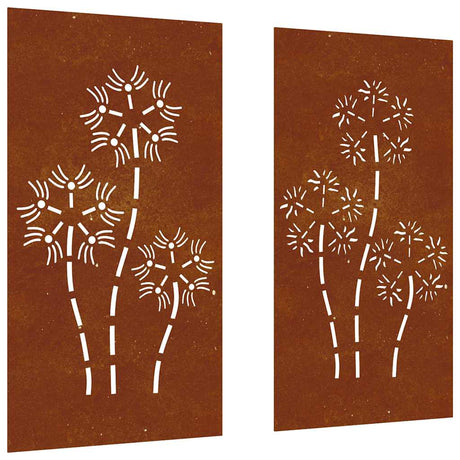 Vidaxxl dekoracja ścienna ogród 2 szt. kwiatowy wzór 105x55 cm stal corten