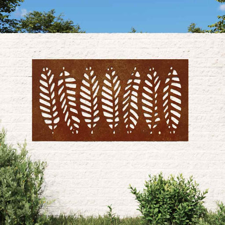 Dekoracja ścienna Vidaxxl wzór liścia ogrodowego 105x55 cm stal corten