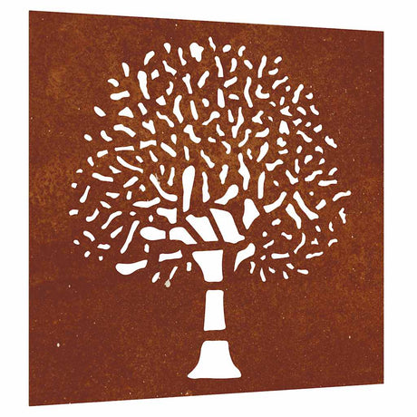 VidaXL dekoracja ścienna w kształcie drzewa ogrodowego, 55x55 cm, stal corten