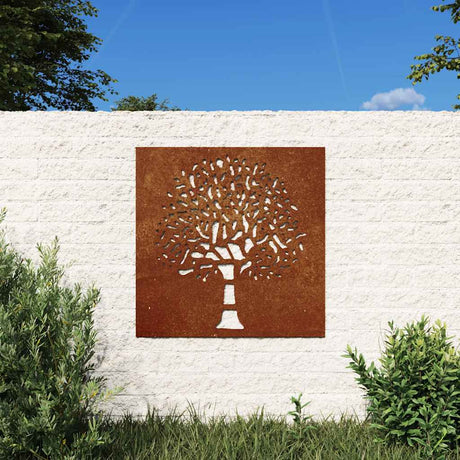 VidaXL dekoracja ścienna w kształcie drzewa ogrodowego, 55x55 cm, stal corten