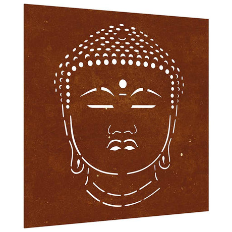 Vidaxxl dekoracja ścienna ogrodowa głowa Buddy 55x55 cm stal corten