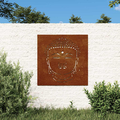 Vidaxxl dekoracja ścienna ogrodowa głowa Buddy 55x55 cm stal corten
