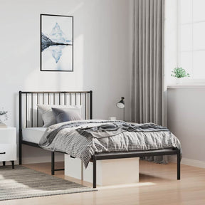 Vidaxl bedframe met hoofdbord metaal zwart 100x200 cm