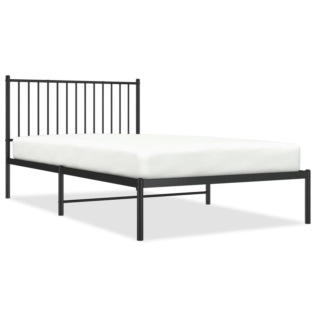 Vidaxl bedframe met hoofdbord metaal zwart 107x203 cm