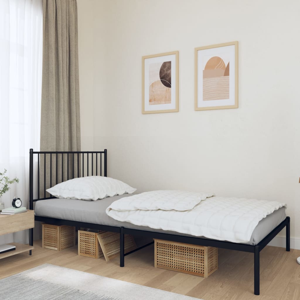 Vidaxl bedframe met hoofdbord metaal zwart 107x203 cm