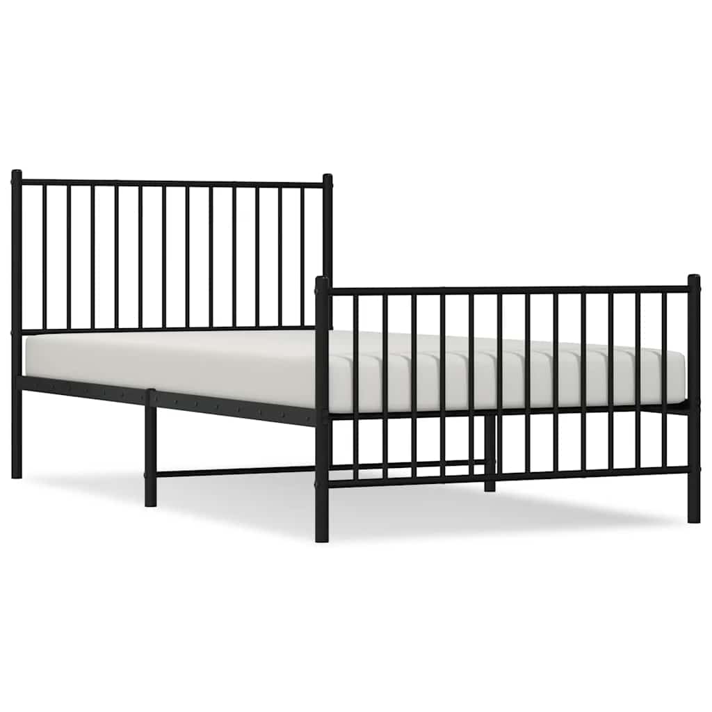 Vidaxl bedframe met hoofd- en voeteneinde metaal zwart 100x200 cm