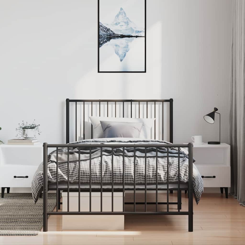 Vidaxl bedframe met hoofd- en voeteneinde metaal zwart 100x200 cm