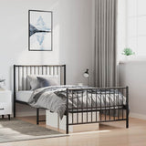 Vidaxl bedframe met hoofd- en voeteneinde metaal zwart 100x200 cm