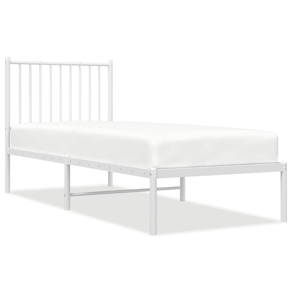 Vidaxl bedframe met hoofdbord zonder matras metaal wit 75x190 cm
