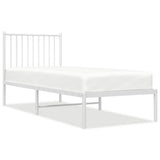 Vidaxl bedframe met hoofdbord zonder matras metaal wit 75x190 cm