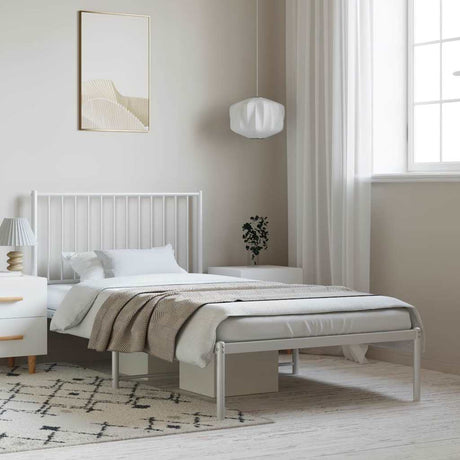 Vidaxl bedframe met hoofdbord metaal wit 100x190 cm
