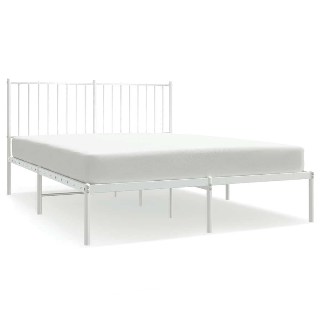 Vidaxl bedframe met hoofdbord metaal wit 140x200 cm